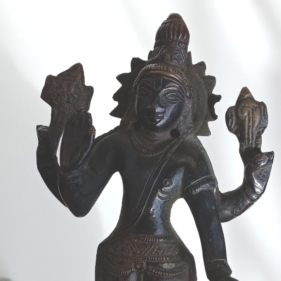 Antique Brass Bronze Statue Figurine From India 6 1/2” Tall - Picture 7 of 10